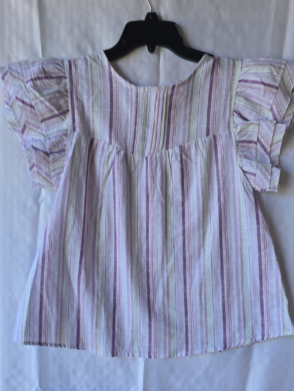 Girls' Lilac Striped Short Sleeve Top